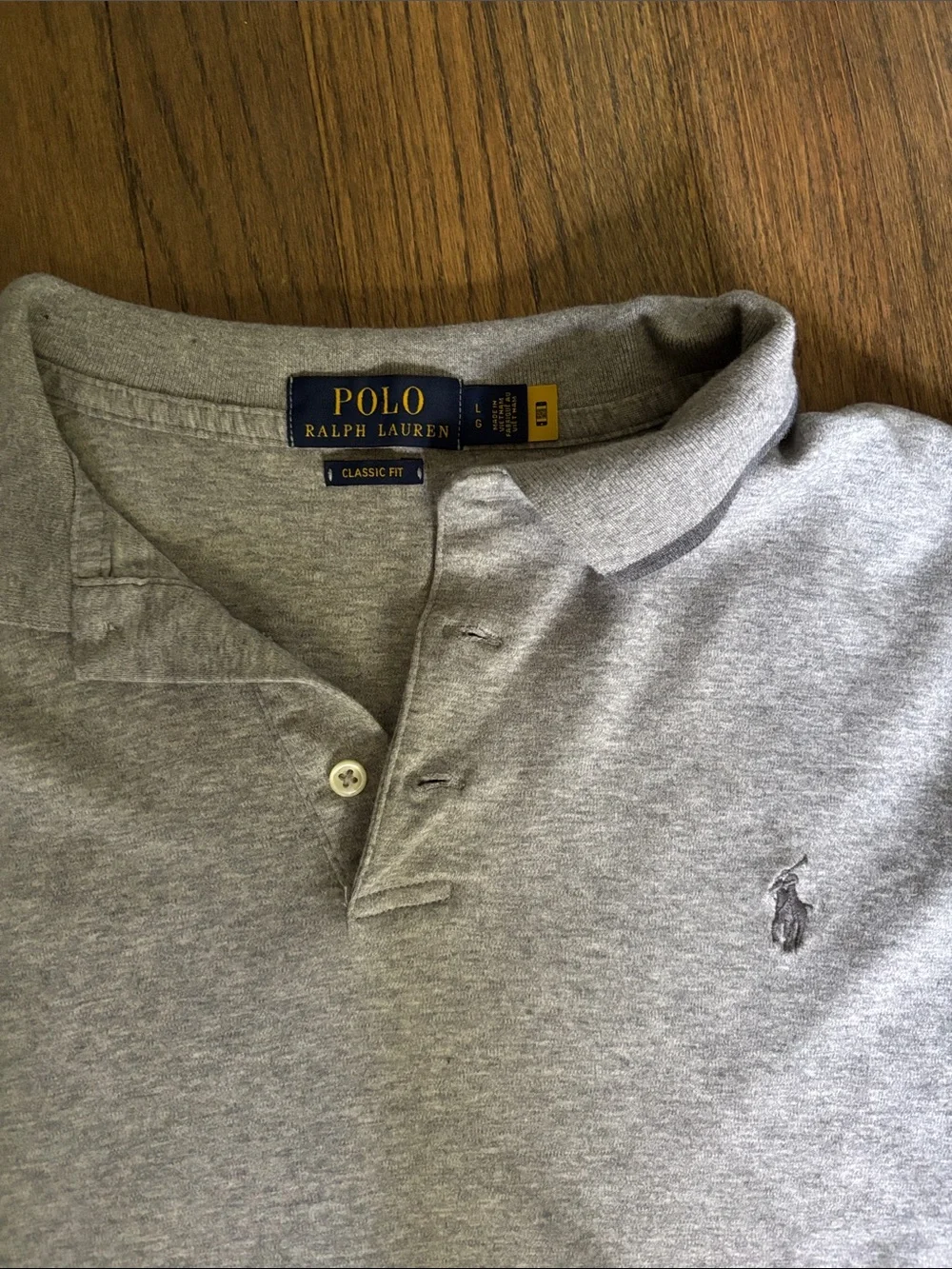 Polo by Ralph Lauren Men's Long-Sleeve Gray Polo Shirt large